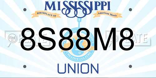 8S88M8 Mississippi License Plate