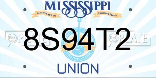 8S94T2 Mississippi License Plate