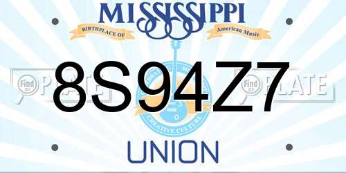 8S94Z7 Mississippi License Plate
