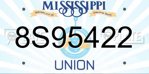 8S95422 Mississippi License Plate