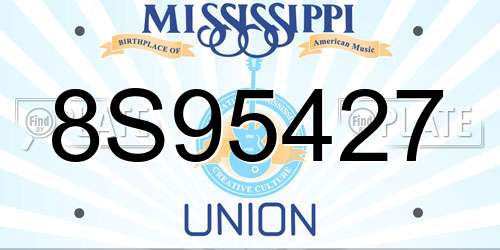 8S95427 Mississippi License Plate