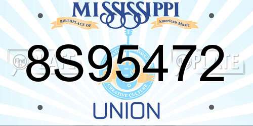 8S95472 Mississippi License Plate