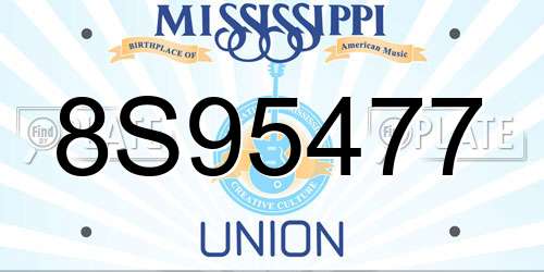 8S95477 Mississippi License Plate
