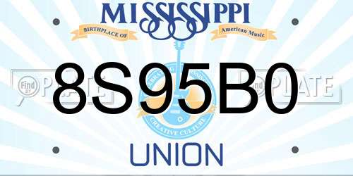 8S95B0 Mississippi License Plate