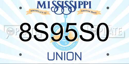 8S95S0 Mississippi License Plate