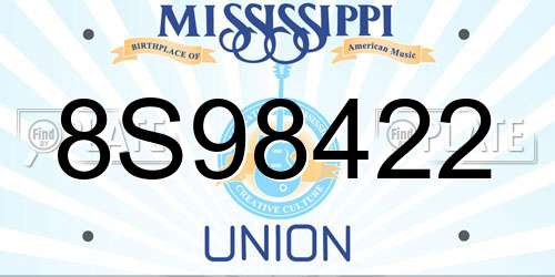 8S98422 Mississippi License Plate