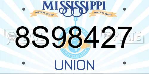 8S98427 Mississippi License Plate