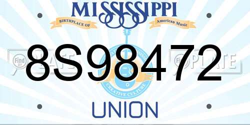 8S98472 Mississippi License Plate