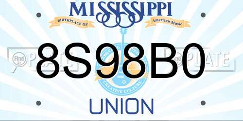 8S98B0 Mississippi License Plate