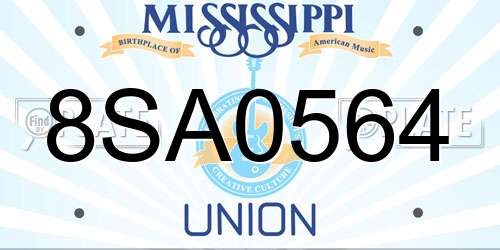 8SA0564 Mississippi License Plate