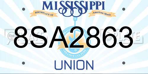 8SA2863 Mississippi License Plate