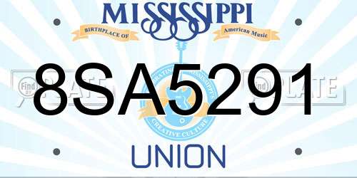 8SA5291 Mississippi License Plate