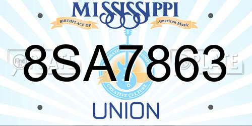 8SA7863 Mississippi License Plate