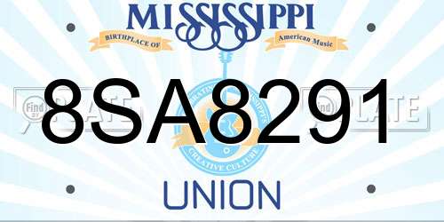 8SA8291 Mississippi License Plate
