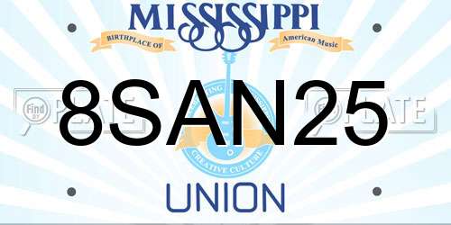 8SAN25 Mississippi License Plate