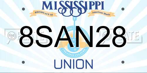 8SAN28 Mississippi License Plate