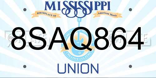 8SAQ864 Mississippi License Plate