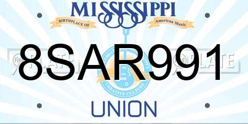 8SAR991 Mississippi License Plate