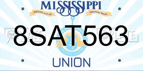 8SAT563 Mississippi License Plate