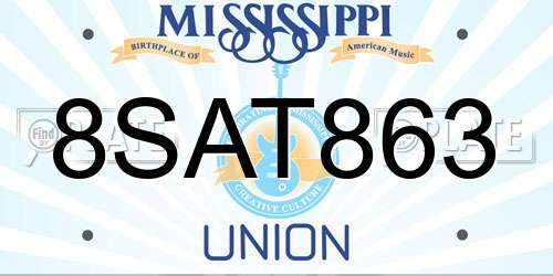 8SAT863 Mississippi License Plate