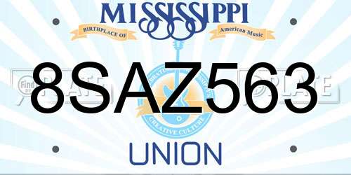 8SAZ563 Mississippi License Plate