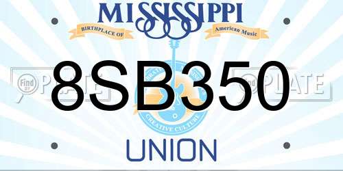 8SB350 Mississippi License Plate