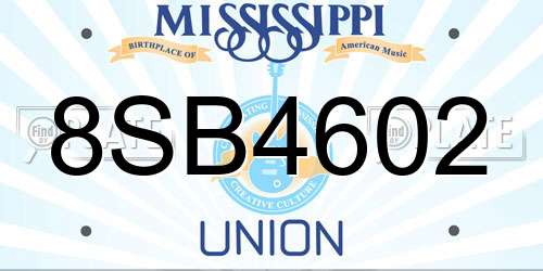 8SB4602 Mississippi License Plate