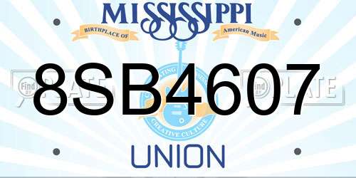 8SB4607 Mississippi License Plate