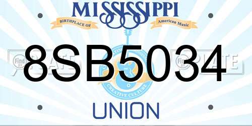 8SB5034 Mississippi License Plate