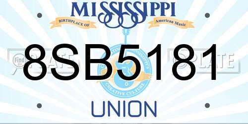 8SB5181 Mississippi License Plate