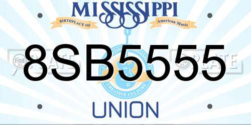 8SB5555 Mississippi License Plate