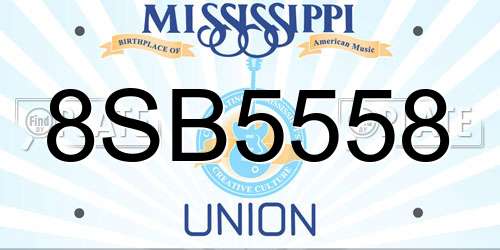 8SB5558 Mississippi License Plate