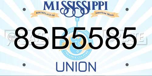 8SB5585 Mississippi License Plate
