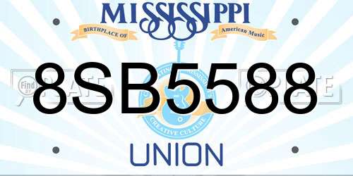 8SB5588 Mississippi License Plate