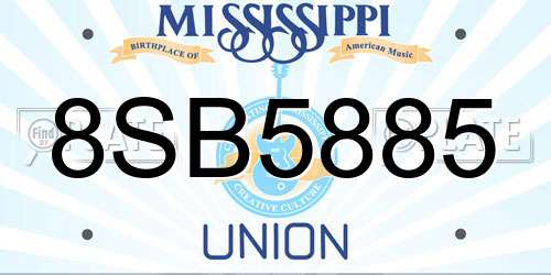 8SB5885 Mississippi License Plate