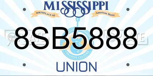 8SB5888 Mississippi License Plate