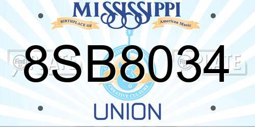 8SB8034 Mississippi License Plate