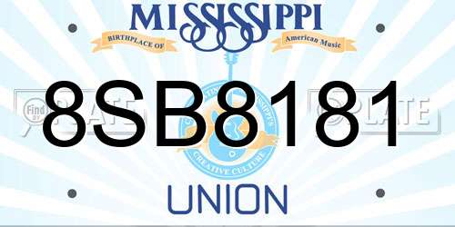 8SB8181 Mississippi License Plate