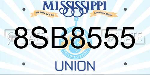 8SB8555 Mississippi License Plate