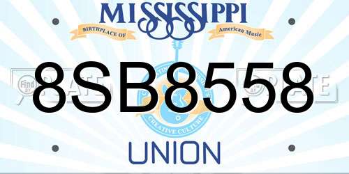 8SB8558 Mississippi License Plate