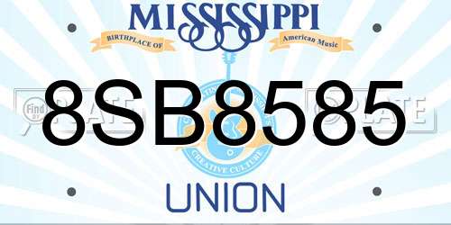 8SB8585 Mississippi License Plate