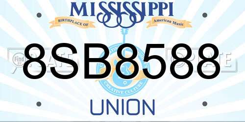 8SB8588 Mississippi License Plate