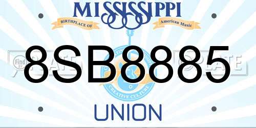 8SB8885 Mississippi License Plate