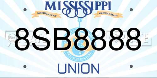 8SB8888 Mississippi License Plate