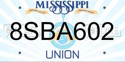 8SBA602 Mississippi License Plate