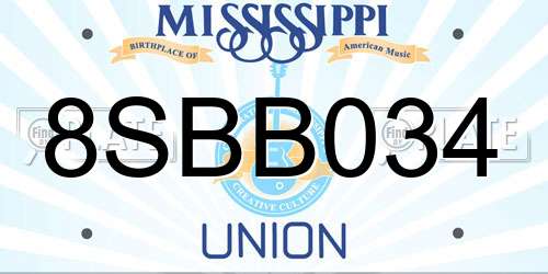 8SBB034 Mississippi License Plate