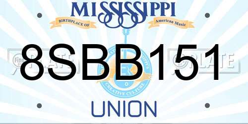 8SBB151 Mississippi License Plate