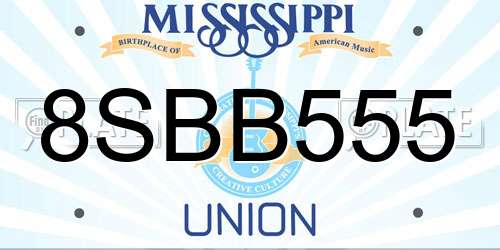 8SBB555 Mississippi License Plate