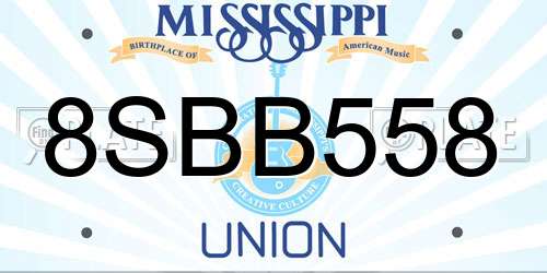 8SBB558 Mississippi License Plate