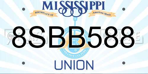 8SBB588 Mississippi License Plate
